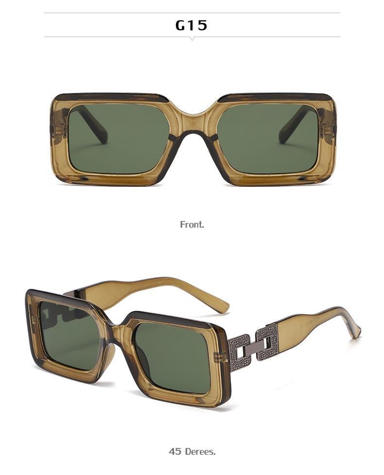 Small Size Rectangle Shape Sunglasses For Women & Men New Retro Style Square Branded Design New Fashionable  Hip Hop Sun Glasses For Female