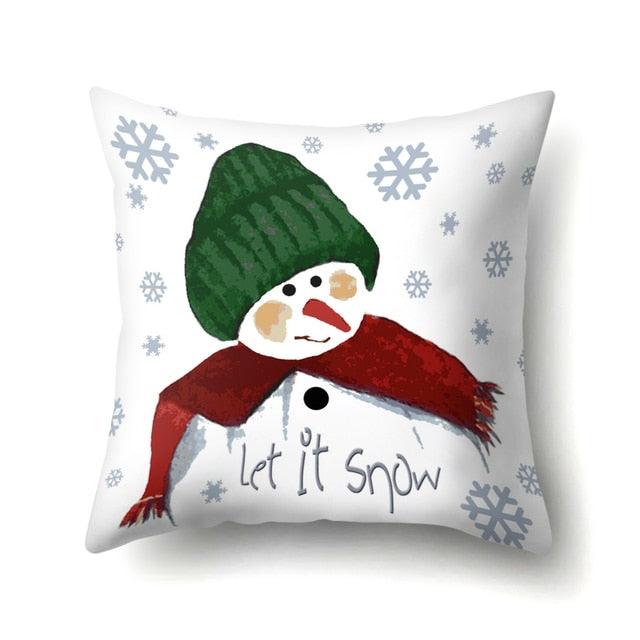 Snowman Christmas Cushion Cover Polyester Decorative Christmas Pillow Cover Merry Christmas Throw Cushion Covers Tree Reindeer Star Pillow Case For Party Throw Pillow New Year Xmas Decor Sofa Living Room Home Decoration