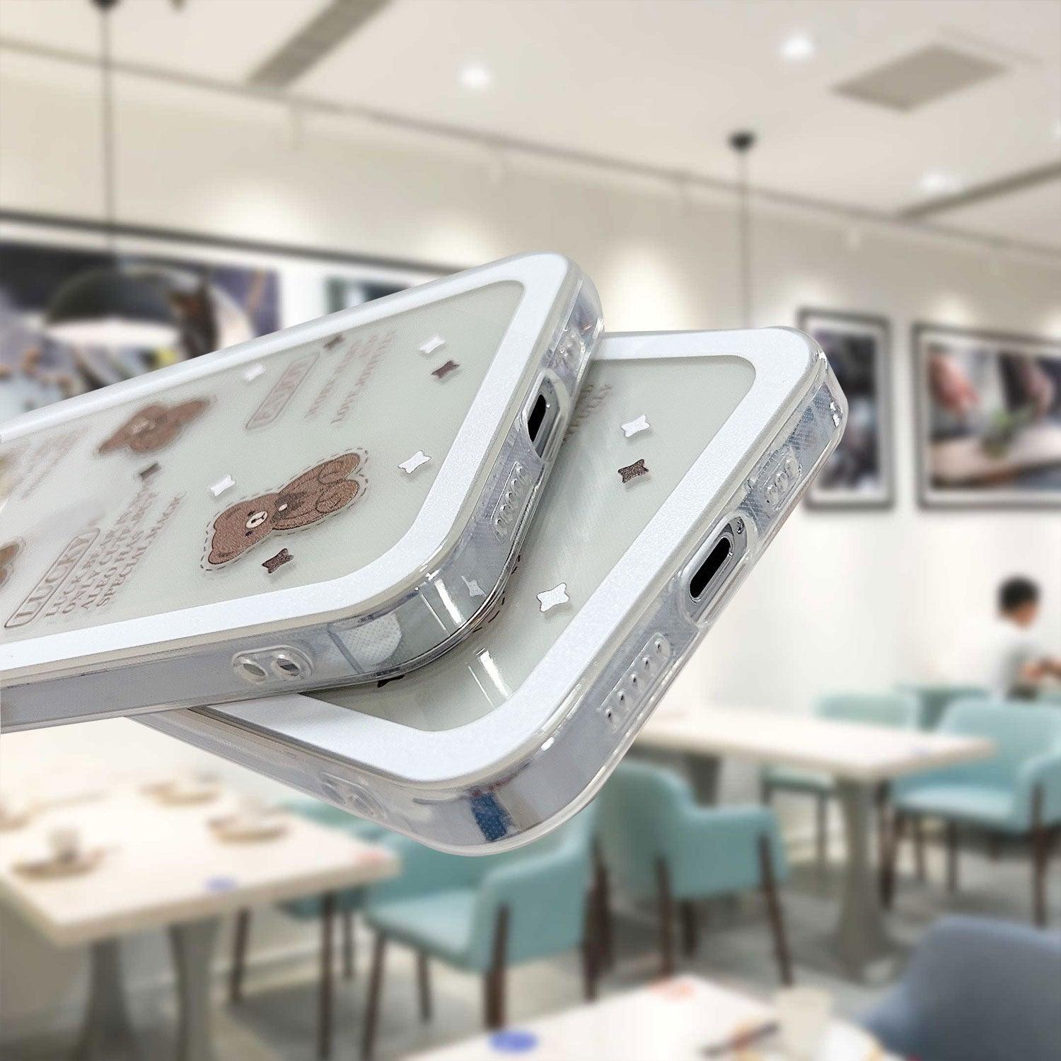 Soft Case For IPhone 11 12 13 PRO MAX 6 7 6S 8 Plus X XR XS MAX 11 12 13 Trendy Cute Bear for Girls Women Pattern Raised Edge Soft Shockproof Protective Pattern Silicone Phone Cover