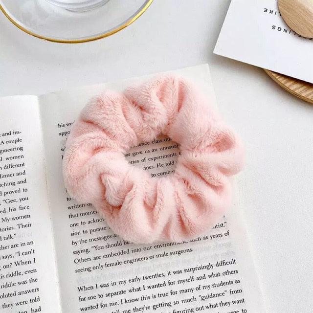 Soft Faux Fur Hair Scrunchies Plush Elastic Hair Bands Women Girls Ponytail Holder Rubber Band Fashion Headwear Ponytail Holder Accessories for Women