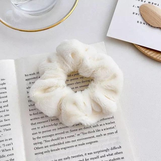 Soft Faux Fur Hair Scrunchies Plush Elastic Hair Bands Women Girls Ponytail Holder Rubber Band Fashion Headwear Ponytail Holder Accessories for Women