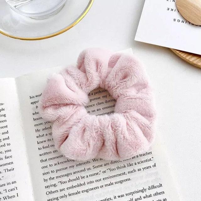 Soft Faux Fur Hair Scrunchies Plush Elastic Hair Bands Women Girls Ponytail Holder Rubber Band Fashion Headwear Ponytail Holder Accessories for Women
