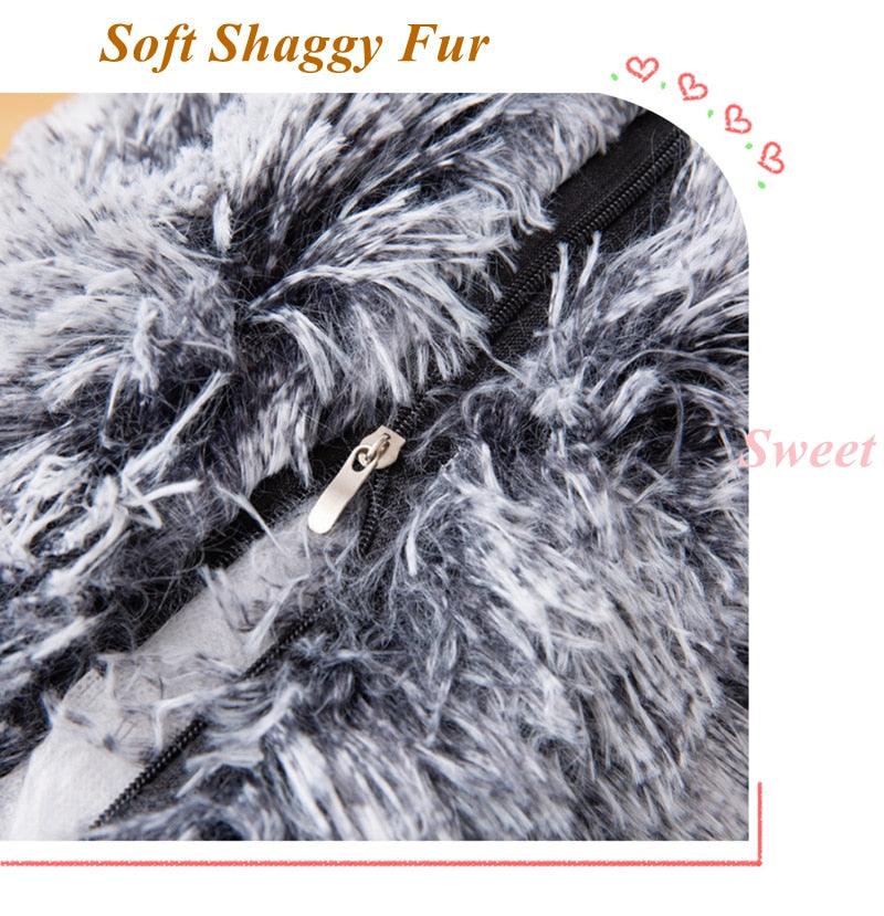 Soft Fur Plush Shaggy Fluffy Pillow Cover Decorative Cushion Covers For Home Living Room Sofa Decor Luxury Faux Fur Throw Pillow Cover Decorative Plush Pillow Case Cushion Cover Shell for Sofa Bedroom Car 43x43cm