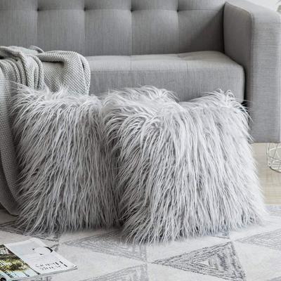 Soft Fur Polyester Cotton Pillow Covers Cushion Covers Luxury Soft Decorative Pillow Covers Home Decor Pillow Covers Living Room Bedroom Decorative Pillowcase Shaggy Fluffy Cover 45x45CM