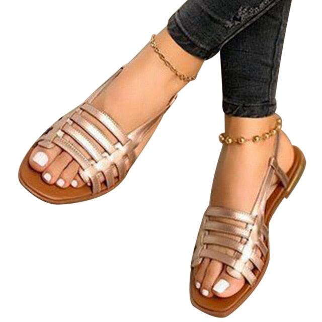 Soft Leather Woven Slippers Women Summer Flat Heels Beach Casual Slides Shoes Woman Outdoor Sandals Open Toe Slippers Summer Sandals For Women Flat Shoes Office Elegant Design Sandals