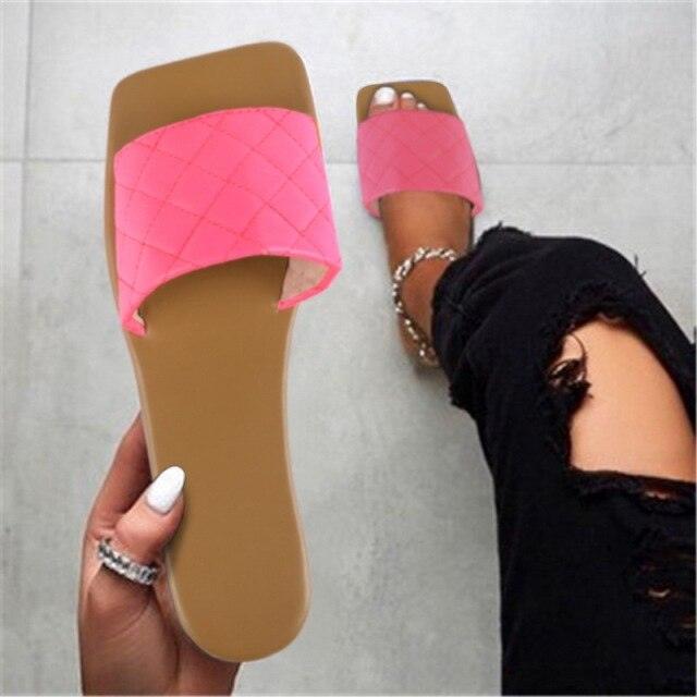 Soft Leather Woven Slippers Women Summer Flat Heels Beach Casual Slides Shoes Woman Outdoor Sandals Open Toe Slippers Summer Sandals For Women Flat Shoes Office Elegant Design Sandals