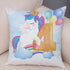 Soft Plush Unicorn Pillow Covers Cute Cartoon Animal Polyester Cotton Cushion Cover Unicorn Decorative Throw Pillow Covers Colorful Pink Wavy Hair Unicorn in Garland Cushion Cover Square Pillow Cases for Girls Women Kids Car Sofa Home Decor 45X45CM