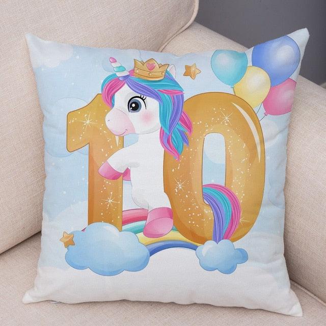 Soft Plush Unicorn Pillow Covers Cute Cartoon Animal Polyester Cotton Cushion Cover Unicorn Decorative Throw Pillow Covers Colorful Pink Wavy Hair Unicorn in Garland Cushion Cover Square Pillow Cases for Girls Women Kids Car Sofa Home Decor 45X45CM