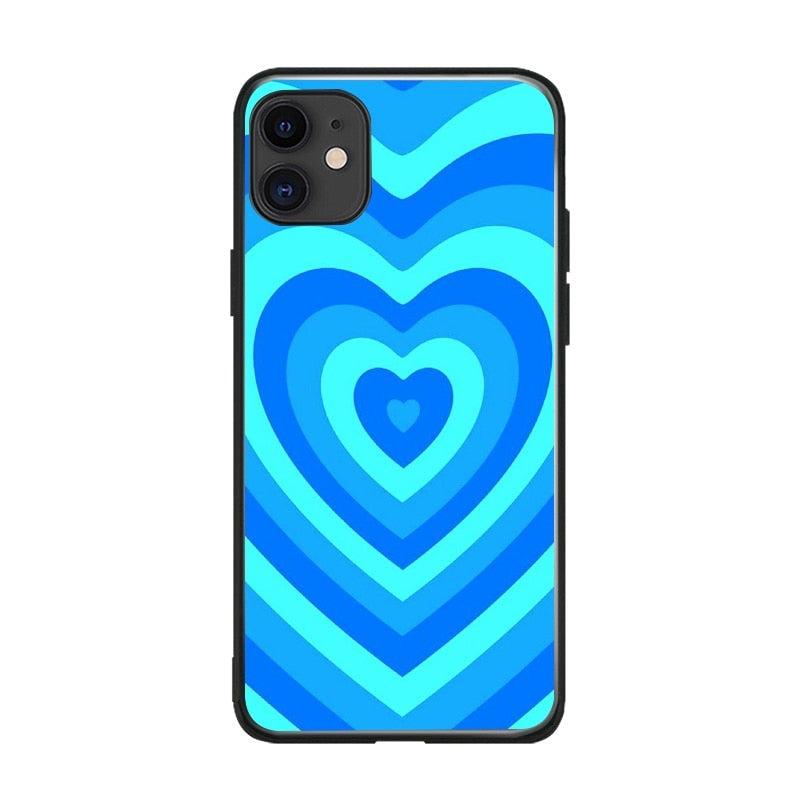 Soft Silicone Latte Pink Purple Color Love Heart Phone Cover Cases for iphone 14 13 6 6S 7 8 Plus X Xs XR 11 12 Pro Max Black Love Heart Coffee Latte Pattern Silicone Protective Cover Compatible for iPhone