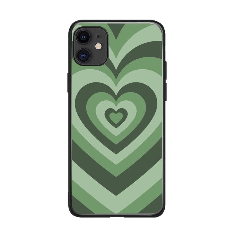 Soft Silicone Latte Pink Purple Color Love Heart Phone Cover Cases for iphone 14 13 6 6S 7 8 Plus X Xs XR 11 12 Pro Max Black Love Heart Coffee Latte Pattern Silicone Protective Cover Compatible for iPhone