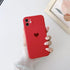 Solid Candy Color Love Heart Phone Case For iPhone 12 Mini 11 Pro Max XR XsMax 13 7 8Puls Cases Soft Silicone Luxury Heart Phone Case Cute Side Small Pattern Soft Shockproof Full Camera Lens Protective Cover