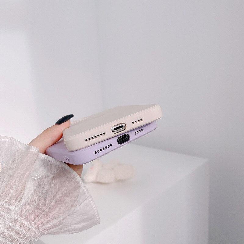 Solid Candy Color Love Heart Phone Case For iPhone 12 Mini 11 Pro Max XR XsMax 13 7 8Puls Cases Soft Silicone Luxury Heart Phone Case Cute Side Small Pattern Soft Shockproof Full Camera Lens Protective Cover