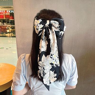 Solid Color Big Large Satin Bow Hairpins Barrettes For Women Girl Wedding Long Ribbon Hair Clip Fashion Hairgrips Accessories For Party