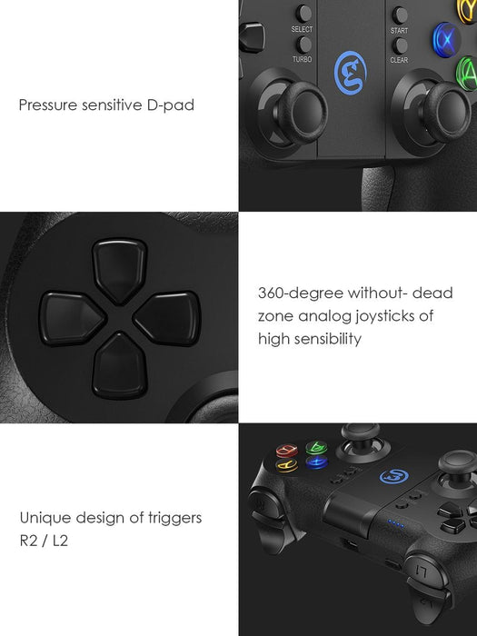 Solid Sustainable Black Bluetooth 2.4GHz Wireless Gamepad Controller Compatible With PC Smartphones Laptop - STEVVEX Game - 221, all in one game controller, best quality joystick, black gamepad, bluetooth wireless gamepad, classic joystick, compatible with mobile phone, controller for mobile, Controller For Mobile Phone, game, Game Controller, Game Pad, game pad for phone, Game Pads for mobile, joystick - Stevvex.com