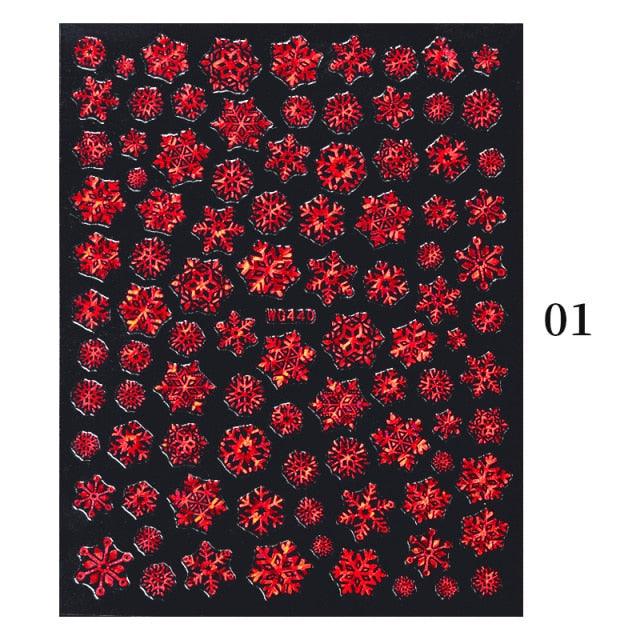 Sparkly Gold Bronzing Christmas 3D Snowflake Nail Stickers Colorful Sliver Glitter Xmas Elk Deer Socks Transfer Foil For Nails Snowflake Nail Art Stickers Decals Christmas Nail 3D Self Adhesive Nail Stickers for Acrylic Nails Snowflake Winter Slider