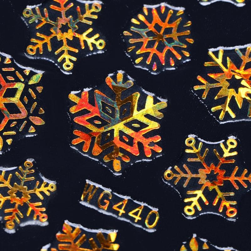 Sparkly Gold Bronzing Christmas 3D Snowflake Nail Stickers Colorful Sliver Glitter Xmas Elk Deer Socks Transfer Foil For Nails Snowflake Nail Art Stickers Decals Christmas Nail 3D Self Adhesive Nail Stickers for Acrylic Nails Snowflake Winter Slider