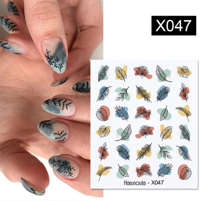 Spring Simple Green Theme Water Decal Sticker Flower Leaf Tree Summer Slider For Manicuring Nail Art Watermarks Art Decoration Manicure Tools Nail Watermark Decals iridescent Decoration Nail Self-Adhesive Decals Nail Stickers Water Transfer Fresh Nail
