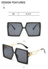 Square Oversized Sunglasses for Women Men Flat Top Fashion Shades Big Frame Sunglasses For Women With Hollow Glasses & New Legs Fashionable Sunglasses For Men & Women