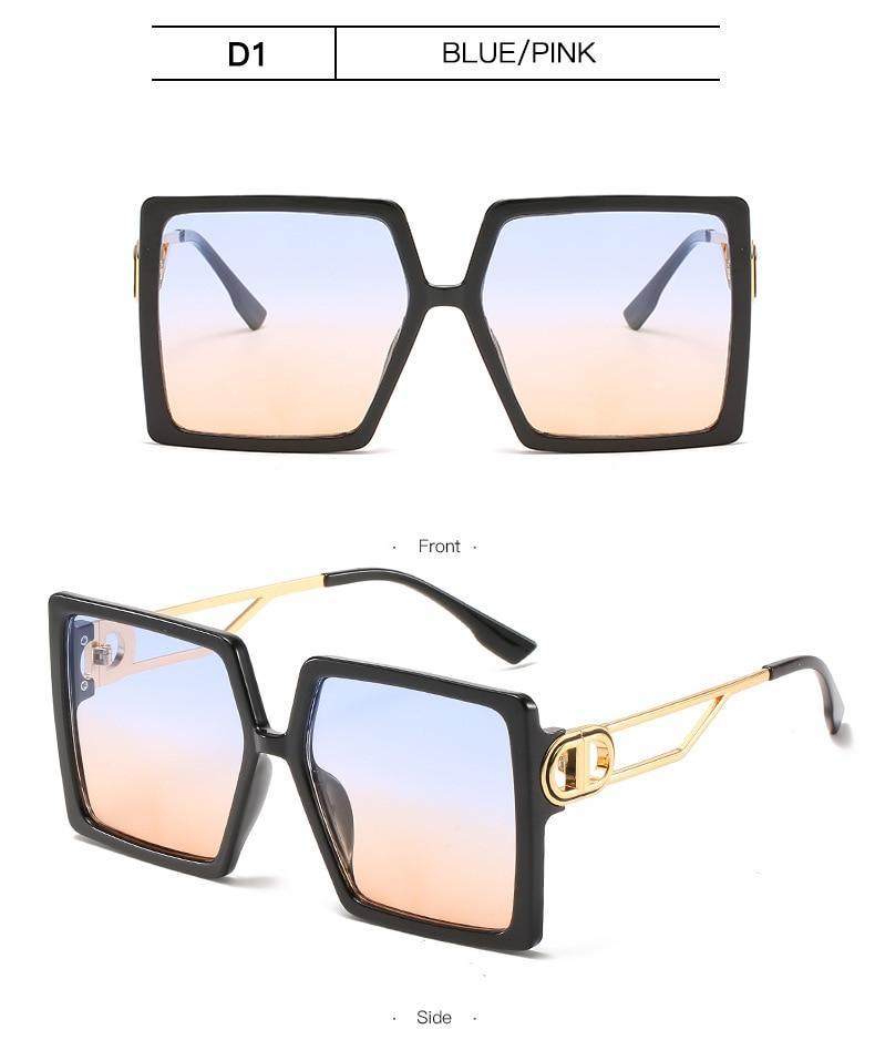 Square Oversized Sunglasses for Women Men Flat Top Fashion Shades Big Frame Sunglasses For Women With Hollow Glasses & New Legs Fashionable Sunglasses For Men & Women