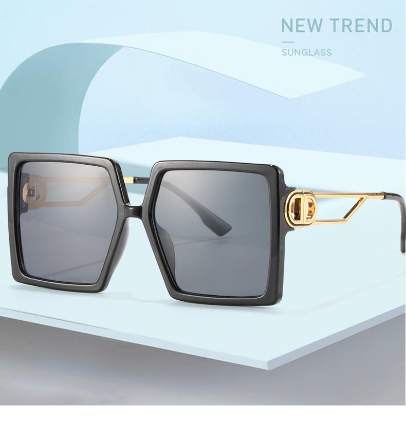 Square Oversized Sunglasses for Women Men Flat Top Fashion Shades Big Frame Sunglasses For Women With Hollow Glasses & New Legs Fashionable Sunglasses For Men & Women