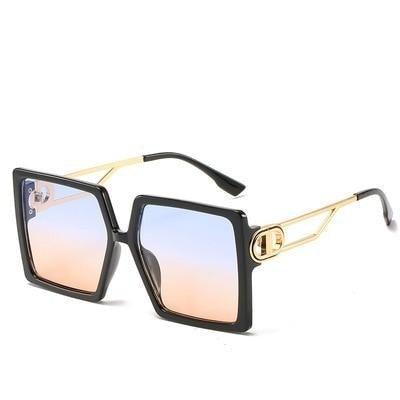 Square Oversized Sunglasses for Women Men Flat Top Fashion Shades Big Frame Sunglasses For Women With Hollow Glasses & New Legs Fashionable Sunglasses For Men & Women