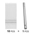 Stainless Steel Barbeque Skewer Storage Tube Reusable Grill Sticks Flat BBQ Fork BBQ Utensil Kitchen Outdoor Camping Accessories Kebab Skewers with Portable Metal Storage Tube Reusable for Grilling Barbecue Kitchen Party and Outdoor Cooking