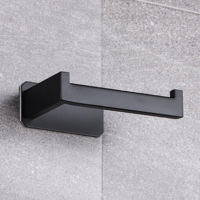 Stainless Steel Toilet Roll Holder Self Adhesive In Bathroom Tissue Paper Holder Black Finish Easy Installation No Screw Toilet Paper Holder Matte Black Toilet Tissue Roll Holders Dispenser And Hangers Wall Mounted For Bathroom And Kitchen