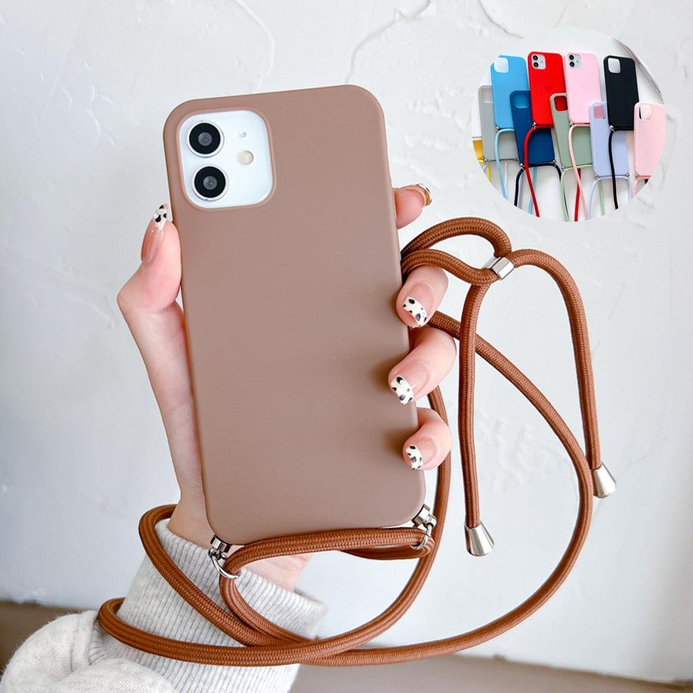 Strap Cord Chain Case For Xiaomi Redmi Note 10 9 Pro Max 9s 10s 8t 8 7 6 Pro 10 9t 8 8a 9 9a 9c Candy Color Silicone Cover  Lanyard Strap Adjustable Rope Liquid Silicone Soft Cover