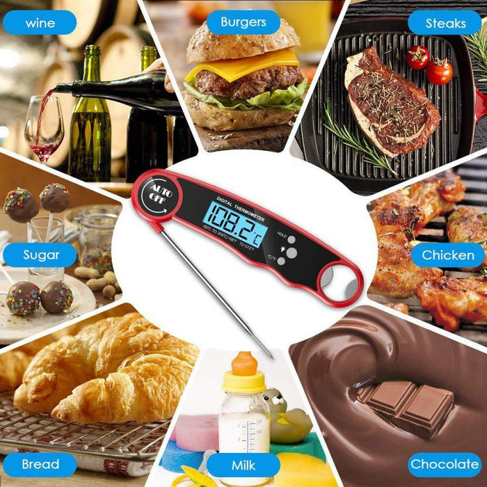Stylish Instant Read Meat Thermometer Waterproof Ultra Fast Digital Food Water Milk Thermometer With Backlight & Calibration Digital Food Probe for Kitchen Outdoor Grilling And BBQ