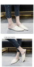 Summer Elegant Ladies Slippers Slip On Square Heel Shoes High Heels Women Pumps Women Flats Elastic Mules Comfortable Slip On Women's Flats Loafers Casual Flat Shoes