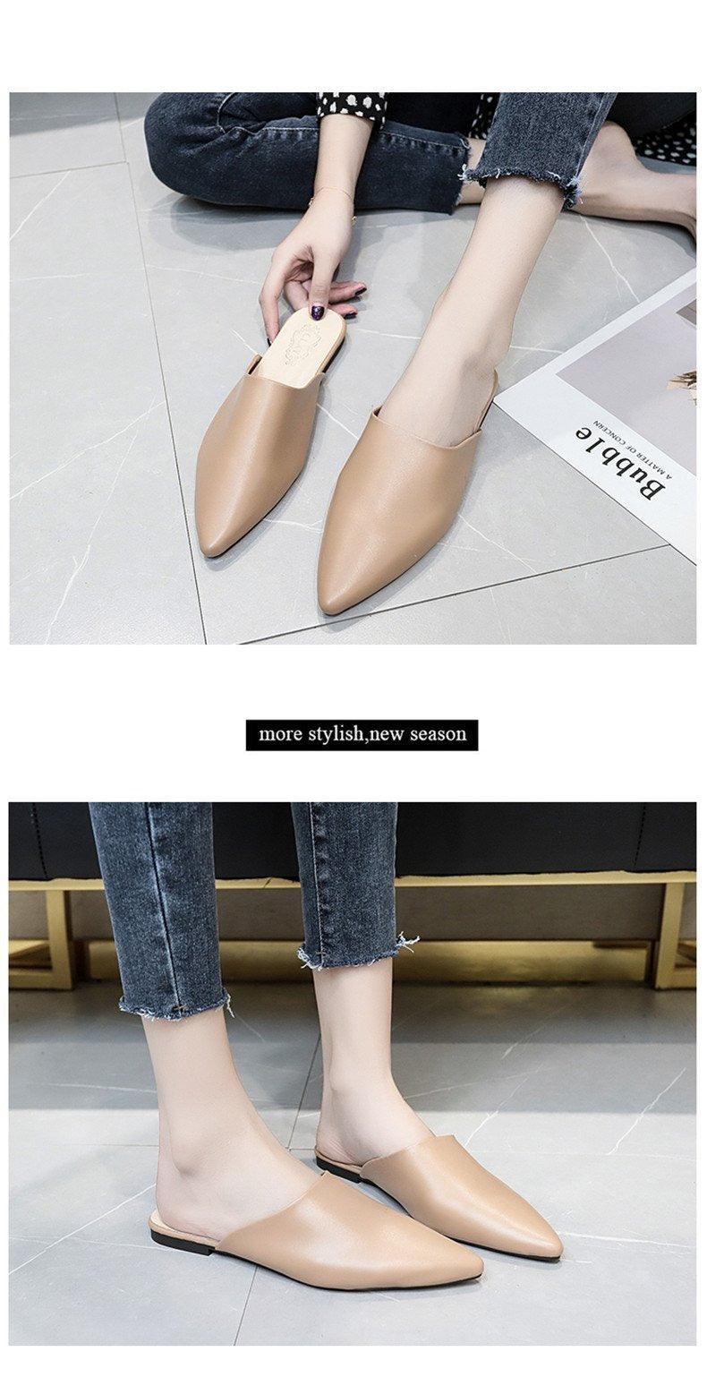 Summer Elegant Ladies Slippers Slip On Square Heel Shoes High Heels Women Pumps Women Flats Elastic Mules Comfortable Slip On Women's Flats Loafers Casual Flat Shoes