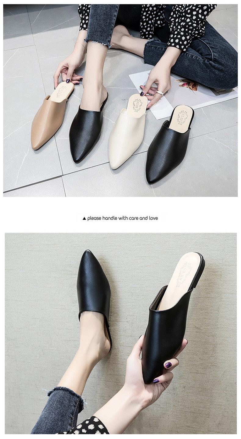 Summer Elegant Ladies Slippers Slip On Square Heel Shoes High Heels Women Pumps Women Flats Elastic Mules Comfortable Slip On Women's Flats Loafers Casual Flat Shoes