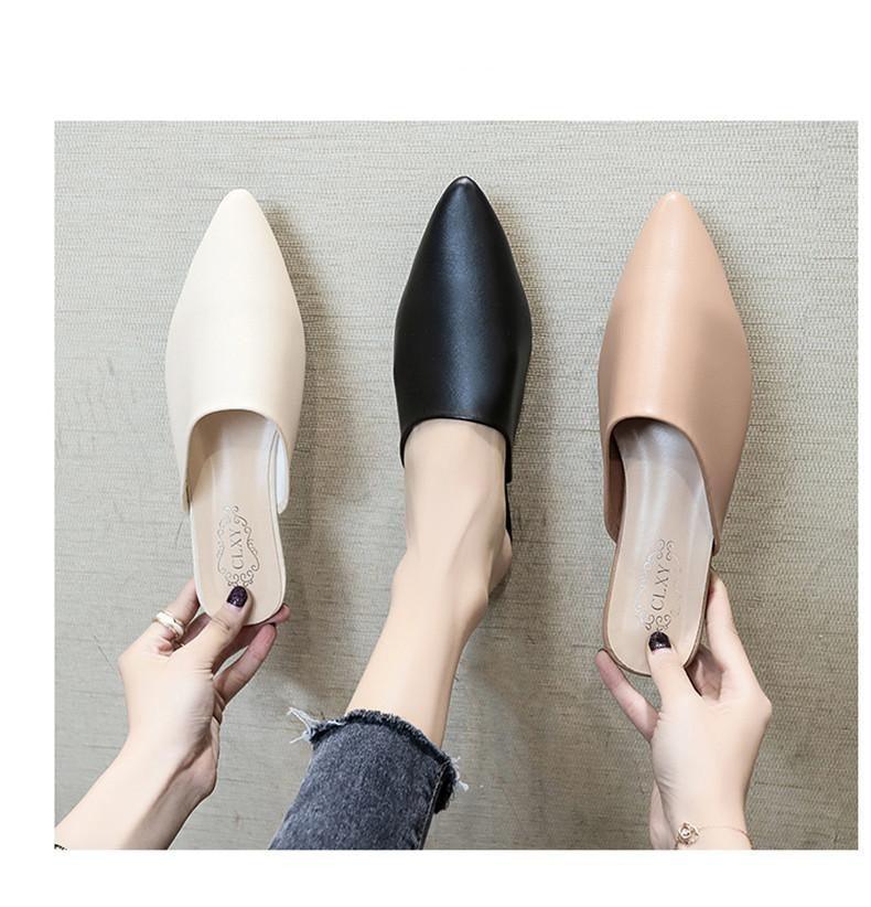 Summer Elegant Ladies Slippers Slip On Square Heel Shoes High Heels Women Pumps Women Flats Elastic Mules Comfortable Slip On Women's Flats Loafers Casual Flat Shoes