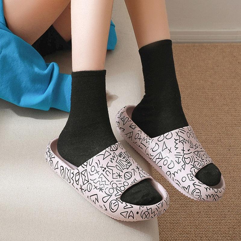Summer Fashion Indoor Bathroom Slippers Thick Heel Indoor Slides Woman House Couples Shoes Slide Slippers For Women Anti Slip Quick Drying Sandals For Indoor And Outdoor