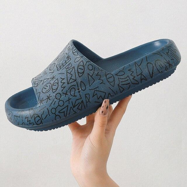 Summer Fashion Indoor Bathroom Slippers Thick Heel Indoor Slides Woman House Couples Shoes Slide Slippers For Women Anti Slip Quick Drying Sandals For Indoor And Outdoor