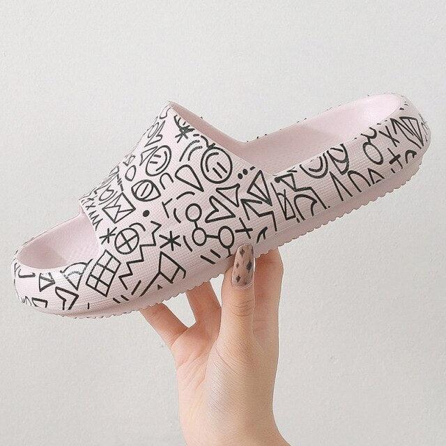 Summer Fashion Indoor Bathroom Slippers Thick Heel Indoor Slides Woman House Couples Shoes Slide Slippers For Women Anti Slip Quick Drying Sandals For Indoor And Outdoor