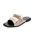 Summer New Women Slippers Open-Toe Flat Slippers Fashion Buckle Beach Slides Casual Flip Flops Women Shoes Slip On Comfortable Pointed Toe Loafers Women Luxury Black Sandals