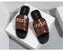 Summer New Women Slippers Open-Toe Flat Slippers Fashion Buckle Beach Slides Casual Flip Flops Women Shoes Slip On Comfortable Pointed Toe Loafers Women Luxury Black Sandals