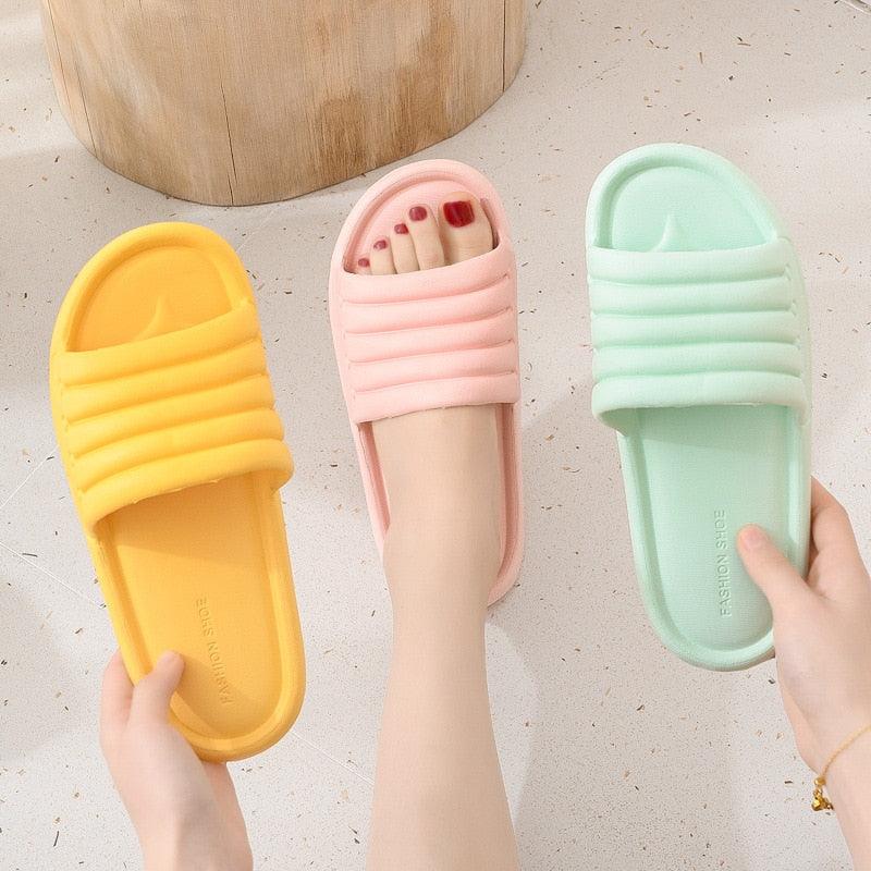 Summer Women Indoor Slippers Floor Flat Shoes Indoor Eva Flip Flops Non-Slip Bathroom Home Slippers Quick Drying Sandals EVA Anti-slip Open Toe Soft Slippers Shoes Pool Slippers