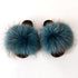 Summer Women Raccoon Fur Slippers Plush Slides Furry Sandals Fluffy House Shoes Girl's Cute Flip Flops Sandal With Soft Furry Faux Fox Fur House Outdoor Multicolor Slippers