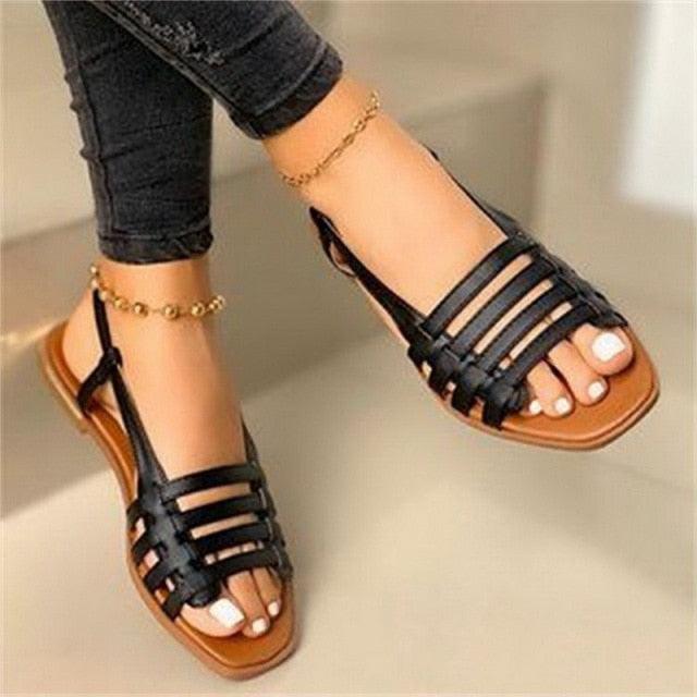 Summer Women's Sandals Fashion Fat Bottom Female Clip Toe Shoes Outdoor Beach Sandal Flat Sandal Ankle Strap Open Toe Breathable Summer Sandals Adjustable Buckle Strap Women Sandals