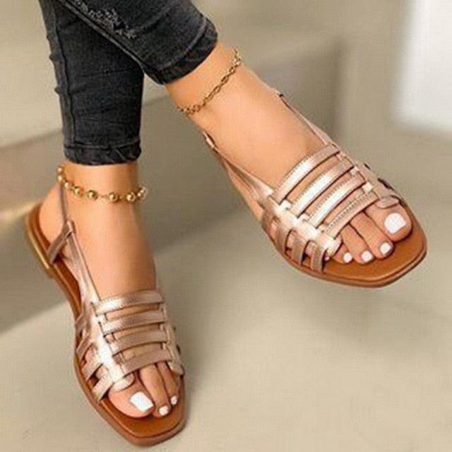 Summer Women's Sandals Fashion Fat Bottom Female Clip Toe Shoes Outdoor Beach Sandal Flat Sandal Ankle Strap Open Toe Breathable Summer Sandals Adjustable Buckle Strap Women Sandals