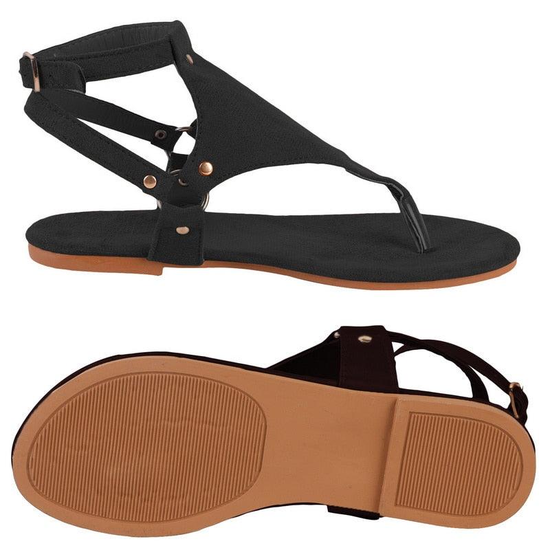 Summer Women's Sandals Fashion Fat Bottom Female Clip Toe Shoes Outdoor Beach Sandal Flat Sandal Ankle Strap Open Toe Breathable Summer Sandals Adjustable Buckle Strap Women Sandals