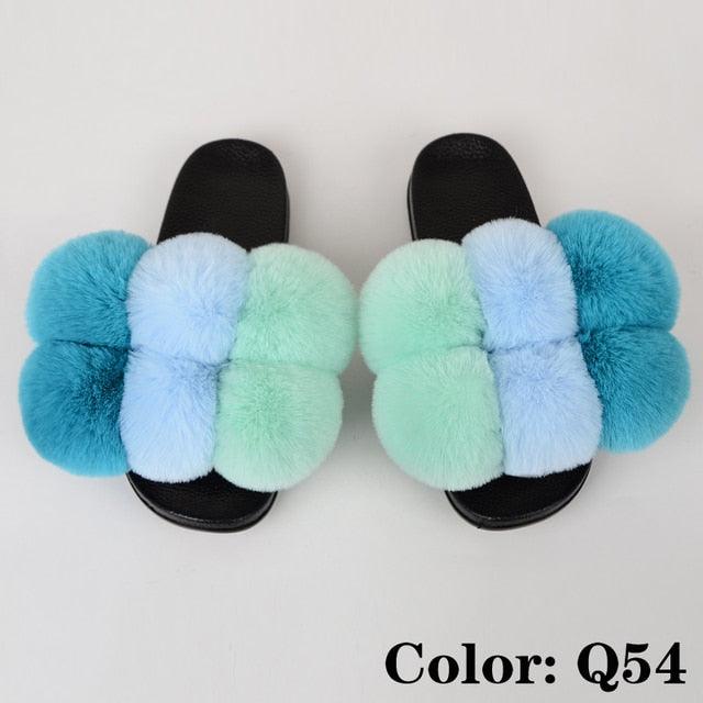 Summer Women Slippers Faux Fur Slides For Women Fluffy Slippers House Shoes Woman Slippers Open Toe Fuzzy Fur Slippers Girls Fluffy House Slides Outdoor Indoor Slippers