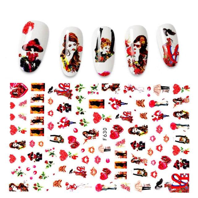 The New 3D Nail Sticker Cool English Letter stickers for nail Foil Love Heart Design Fashion Manicure Stickers Girls Manicure Decoration Nail Art Supplies 3D Self-Adhesive Nail Decals Designer Nail Stickers for Acrylic Nails
