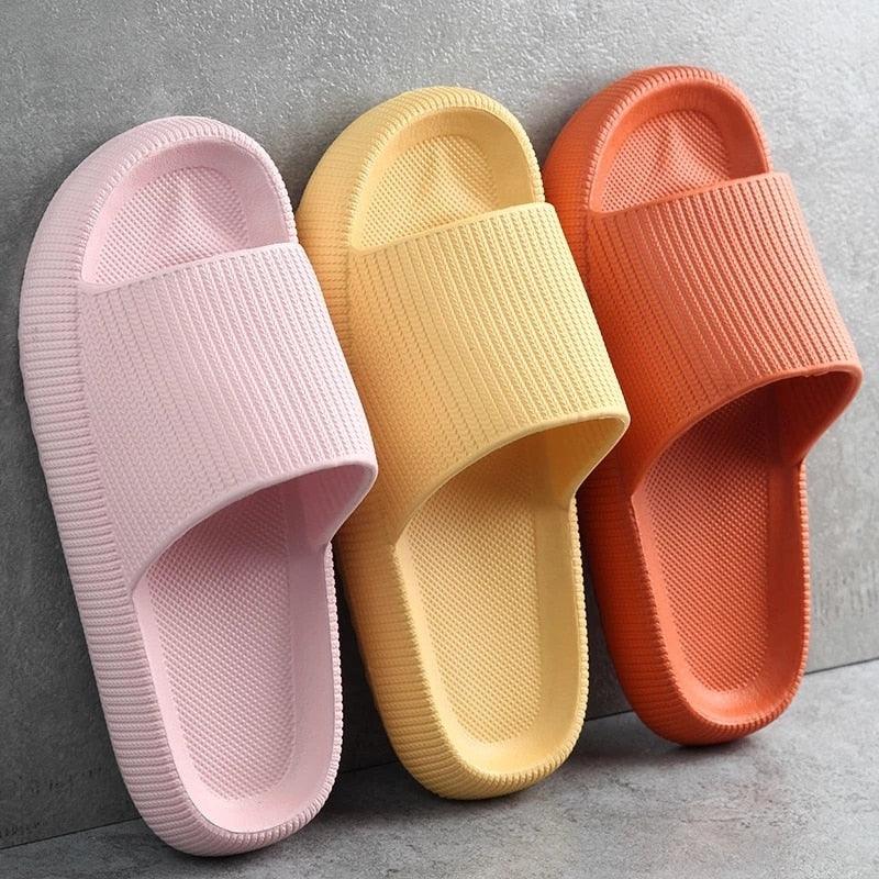 Thick Platform Bathroom Home Slippers Women Fashion Soft Sole EVA Indoor Slides Woman Sandals Summer Non-slip Flip Flops Quick Drying Open Toe Super Soft Comfy Thick Sole Home House Cloud Cushion Sandals For Indoor And Outdoor Platform Shoes