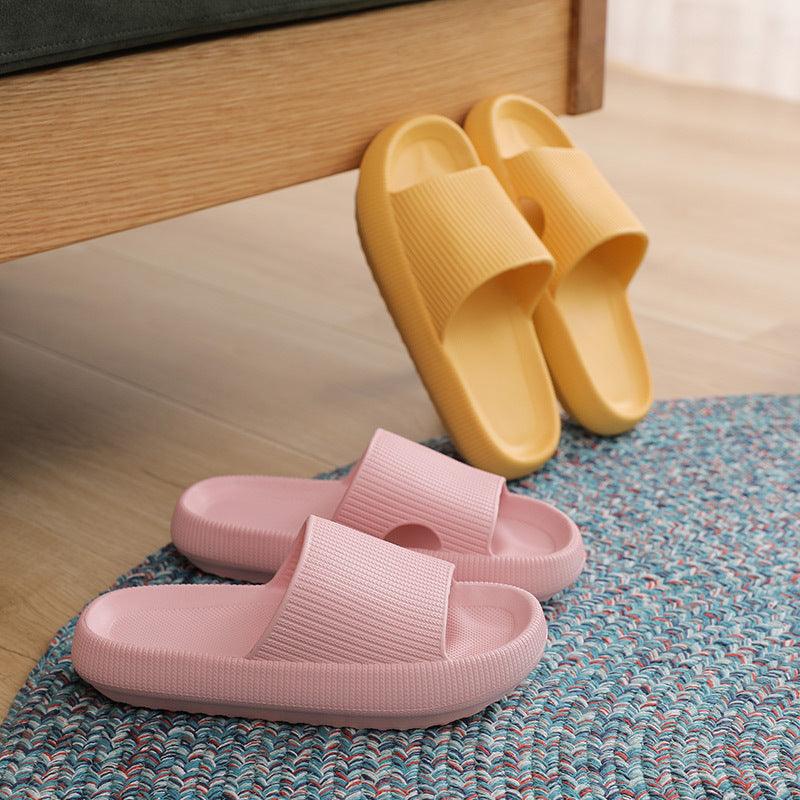 Thick Platform Bathroom Home Slippers Women Fashion Soft Sole EVA Indoor Slides Woman Sandals Summer Non-slip Flip Flops Quick Drying Open Toe Super Soft Comfy Thick Sole Home House Cloud Cushion Sandals For Indoor And Outdoor Platform Shoes