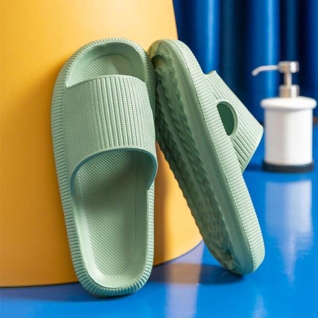 Thick Platform Bathroom Home Slippers Women Fashion Soft Sole EVA Indoor Slides Woman Sandals Summer Non-slip Flip Flops Quick Drying Open Toe Super Soft Comfy Thick Sole Home House Cloud Cushion Sandals For Indoor And Outdoor Platform Shoes