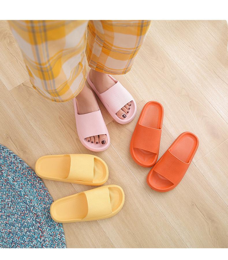 Thick Platform Bathroom Home Slippers Women Fashion Soft Sole EVA Indoor Slides Woman Sandals Summer Non-slip Flip Flops Quick Drying Open Toe Super Soft Comfy Thick Sole Home House Cloud Cushion Sandals For Indoor And Outdoor Platform Shoes