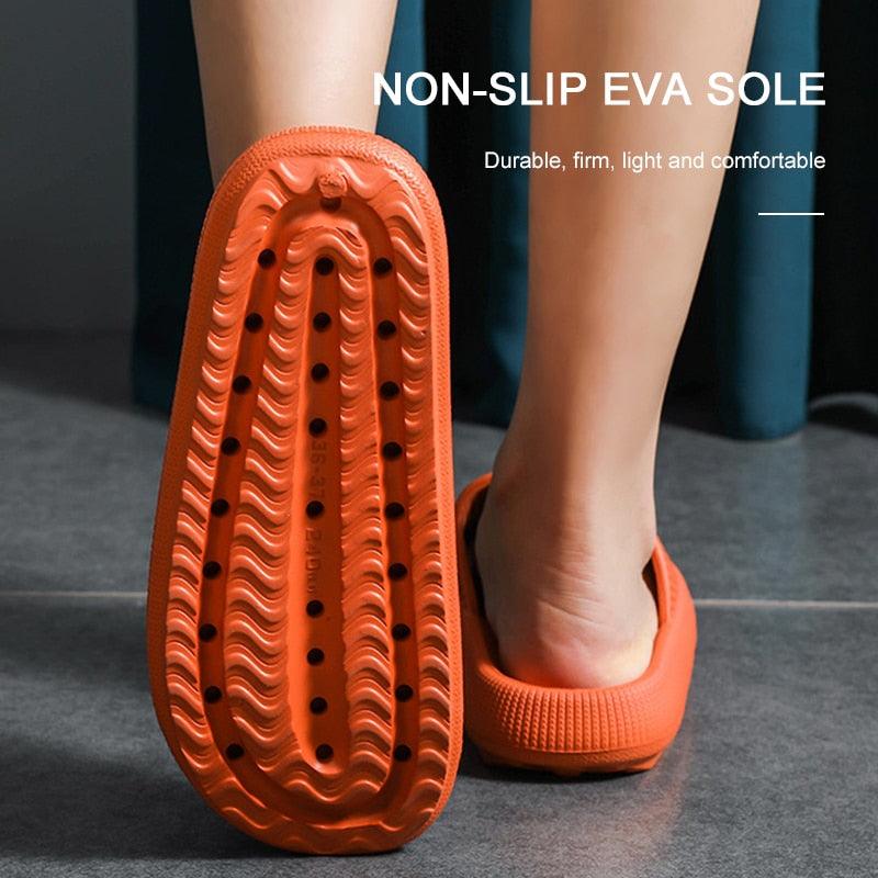 Thick Platform Bathroom Home Slippers Women Fashion Soft Sole EVA Indoor Slides Woman Sandals Summer Non-slip Flip Flops Quick Drying Open Toe Super Soft Comfy Thick Sole Home House Cloud Cushion Sandals For Indoor And Outdoor Platform Shoes